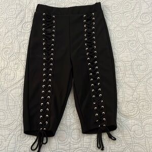 Black Lace Up Capris